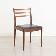 Load image into Gallery viewer, Set of Eight Midcentury G-Plan Dining Chairs with Original Navy Blue Vinyl Seats