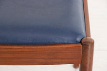 Load image into Gallery viewer, Set of Eight Midcentury G-Plan Dining Chairs with Original Navy Blue Vinyl Seats