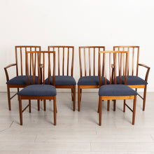Load image into Gallery viewer, Set of Six Midcentury Teak Dining Chairs by McIntosh, Re-Upholstered in Dark Blue Fabric