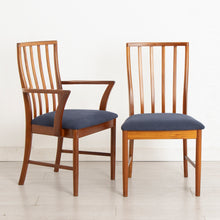 Load image into Gallery viewer, Set of Six Midcentury Teak Dining Chairs by McIntosh, Re-Upholstered in Dark Blue Fabric