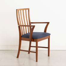 Load image into Gallery viewer, Set of Six Midcentury Teak Dining Chairs by McIntosh, Re-Upholstered in Dark Blue Fabric