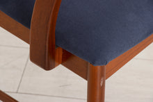 Load image into Gallery viewer, Set of Six Midcentury Teak Dining Chairs by McIntosh, Re-Upholstered in Dark Blue Fabric