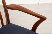 Load image into Gallery viewer, Set of Six Midcentury Teak Dining Chairs by McIntosh, Re-Upholstered in Dark Blue Fabric