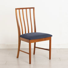 Load image into Gallery viewer, Set of Six Midcentury Teak Dining Chairs by McIntosh, Re-Upholstered in Dark Blue Fabric