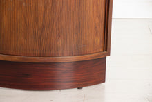 Load image into Gallery viewer, Small Midcentury Danish Corner Cabinet with Tambour Doors by Poul Hundevad c.1965