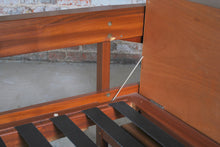 Load image into Gallery viewer, Mid Century teak daybed with teal colour velvet cushions, circa 1960s.