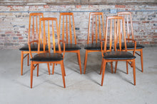 Load image into Gallery viewer, A Danish Mid Century set of 6 elegant Teak "Eva" dining chairs by Niels Koefoed for Koefoeds Hornslet, circa 1960s.