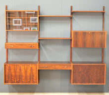 Load image into Gallery viewer, Danish Mid Century PS System rosewood modular wall system designed by Peter Sorensen, circa 1960s.
