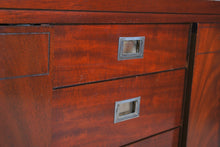 Load image into Gallery viewer, Mid Century teak and mahogany long sideboard with brass handles by Greaves&Thomas, stamped 1966.