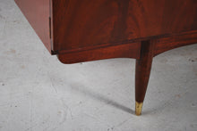 Load image into Gallery viewer, Mid Century teak and mahogany long sideboard with brass handles by Greaves&Thomas, stamped 1966.