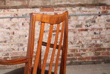 Load image into Gallery viewer, Set of 6 Mid Century G-plan Fresco afromosia carver dining chairs reupholstered with premium black vinyl.