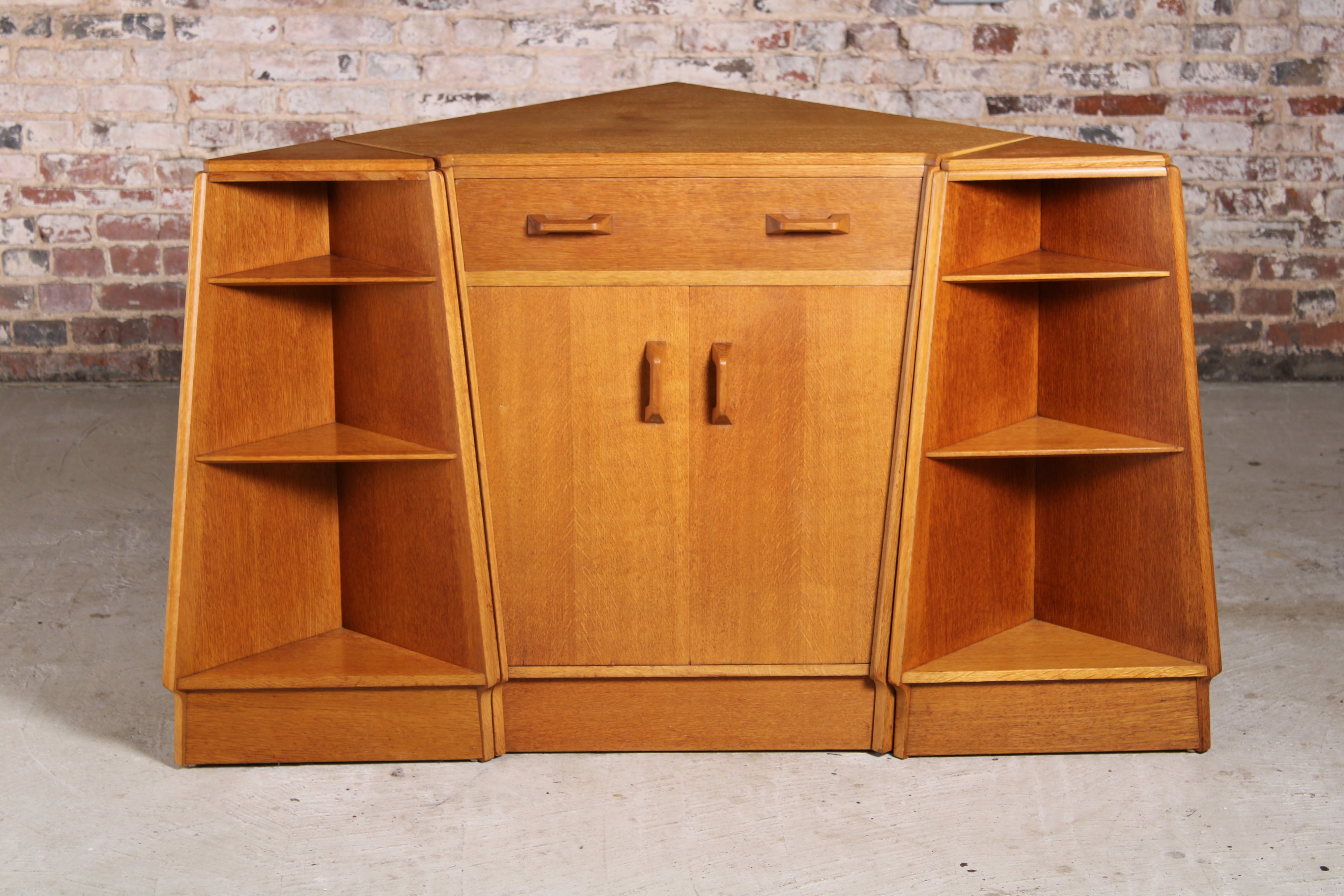 Mid Century Gplan Brandon oak corner desk and 2 matching corner shelv
