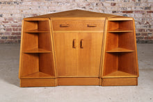 Load image into Gallery viewer, Mid Century G-plan Brandon oak corner desk and 2 matching corner shelves, circa 1950s