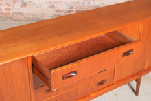 Load image into Gallery viewer, Danish Mid Century teak sideboard with carved rosewood handles.