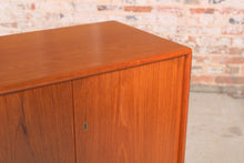 Load image into Gallery viewer, Danish Mid Century teak sideboard with carved rosewood handles.