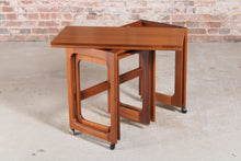 Load image into Gallery viewer, Mid Century McIntosh Triform teak nest of tables, circa 1960s.