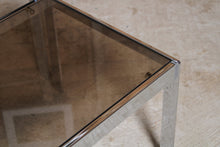 Load image into Gallery viewer, Mid Century Merrow Associates chrome and smoked glass nest of tables.