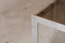 Load image into Gallery viewer, Mid Century Merrow Associates chrome and smoked glass nest of tables.