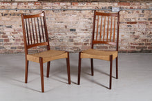 Load image into Gallery viewer, Set of 6 Danish Dining Chairs with weaved papercord seats by Arne Hovmand-Olsen for Mogens Kold, 1960s.