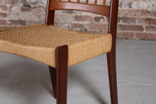 Load image into Gallery viewer, Set of 6 Danish Dining Chairs with weaved papercord seats by Arne Hovmand-Olsen for Mogens Kold, 1960s.