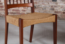 Load image into Gallery viewer, Set of 6 Danish Dining Chairs with weaved papercord seats by Arne Hovmand-Olsen for Mogens Kold, 1960s.