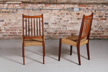 Load image into Gallery viewer, Set of 6 Danish Dining Chairs with weaved papercord seats by Arne Hovmand-Olsen for Mogens Kold, 1960s.