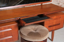 Load image into Gallery viewer, Mid Century G-plan Fresco teak dressing table with original stool, circa 1960s.