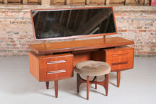 Load image into Gallery viewer, Mid Century G-plan Fresco teak dressing table with original stool, circa 1960s.