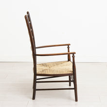 Load image into Gallery viewer, Liberty & Co Arts & Crafts Low Ladder Back Armchair with Rush Seat c. 1900
