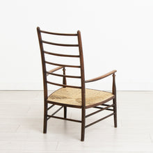 Load image into Gallery viewer, Liberty & Co Arts & Crafts Low Ladder Back Armchair with Rush Seat c. 1900