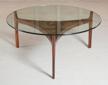 Load image into Gallery viewer, Danish Mid Century model 104 rosewood and glass coffee table by Sven Ellekaer for Christian Linneberg, circa 1960s
