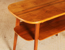Load image into Gallery viewer, Mid Century walnut coffee/side table with a magazine rack, circa 1960s
