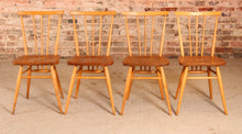 Load image into Gallery viewer, A set of 4 Ercol model 391 elm and beech chairs circa 1960s
