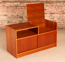 Load image into Gallery viewer, Mid Century Danish media stand / vinyl record player cabinet, circa 1970s
