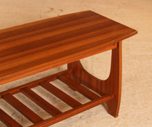 Load image into Gallery viewer, Mid Century mahogany coffee table with a magazine rack, circa 1960s

