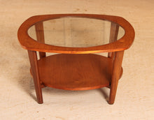Load image into Gallery viewer, Mid Century 2-tier teak coffee table with a glass top, circa 1960s
