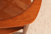 Load image into Gallery viewer, Mid Century 2-tier teak coffee table with a glass top, circa 1960s
