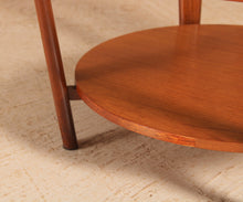 Load image into Gallery viewer, Mid Century 2-tier teak coffee table with a glass top, circa 1960s
