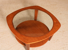 Load image into Gallery viewer, Mid Century 2-tier teak coffee table with a glass top, circa 1960s
