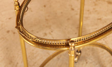 Load image into Gallery viewer, French Mid Century Maison Jansen style brass and glass bar cart / serving trolley, circa 1950s
