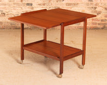 Load image into Gallery viewer, Mid Century drop leaf teak trolley, circa 1960s.
