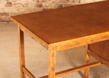 Load image into Gallery viewer, Vintage Mid Century oak kneehole desk with 3 drawers, circa 1960s
