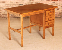 Load image into Gallery viewer, Vintage Mid Century oak kneehole desk with 3 drawers, circa 1960s
