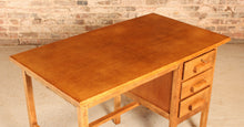 Load image into Gallery viewer, Vintage Mid Century oak kneehole desk with 3 drawers, circa 1960s
