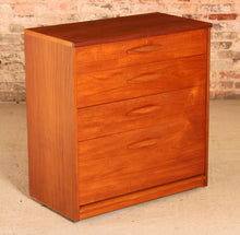 Load image into Gallery viewer, Mid Century teak chest of 4 drawers on casters by Austinsuite, circa 1960s

