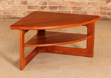 Load image into Gallery viewer, Danish Mid Century solid teak corner / coffee table with a magazine shelf by S. Burchardt-Nielsen, circa 1970s
