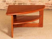 Load image into Gallery viewer, Danish Mid Century solid teak corner / coffee table with a magazine shelf by S. Burchardt-Nielsen, circa 1970s
