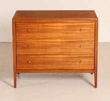 Load image into Gallery viewer, Mid Century mahogany chest of drawers with brass handles by Loughborough Furniture for Heal's, circa 1960s
