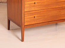 Load image into Gallery viewer, Mid Century mahogany chest of drawers with brass handles by Loughborough Furniture for Heal's, circa 1960s
