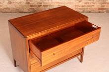 Load image into Gallery viewer, Mid Century mahogany chest of drawers with brass handles by Loughborough Furniture for Heal's, circa 1960s
